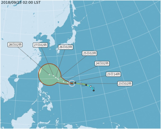「潭美」不排除會侵台，甚至登陸。圖：中央氣象局