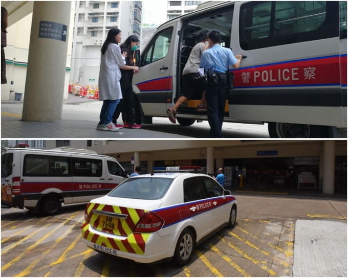 男婴父母由警员接上警车带走。