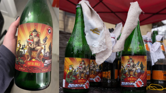 烏克蘭酒廠停止釀酒，改製汽油彈供民眾抗敵。網圖