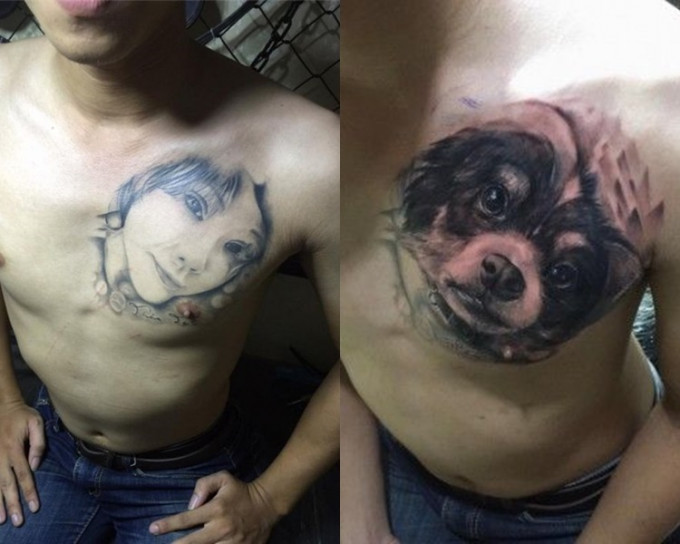 泰男半年后分手纹身「改造」成狗头。网上图片