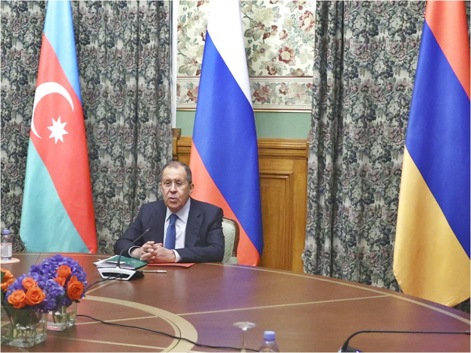 俄罗斯外长拉夫罗夫宣布，阿塞拜疆和亚美尼亚已同意停火。AP图片
