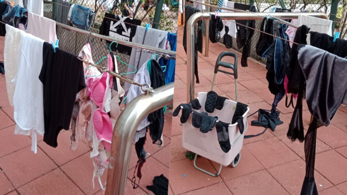 有愛東邨街坊將公共晾衫架當作私人露台。FB圖片