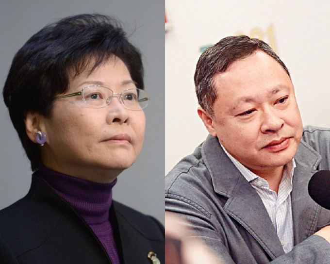 林郑月娥（左）回应戴耀廷教席问题，表明无做任何决定影响大学决定。资料图片