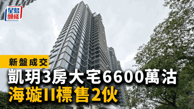 凯玥3房大宅6600万沽 海璇II标售2伙｜新盘成交