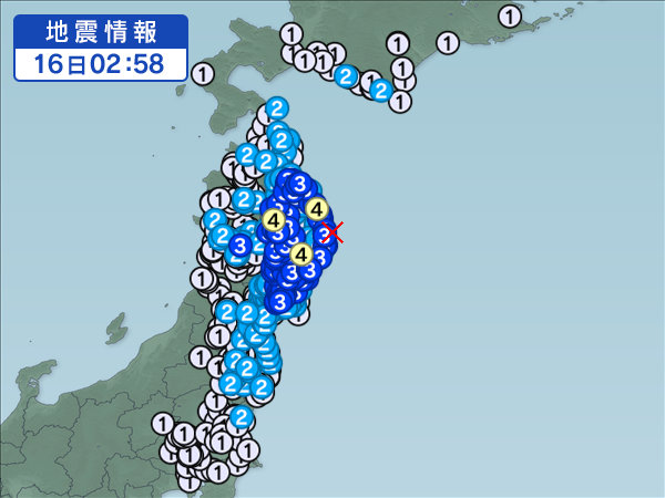 日本東北發生5.4級地震。網上圖片