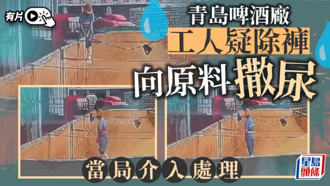 網民發布影片指有工人爬進青島啤酒三廠原料倉小便。