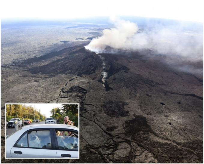 夏威夷基拉韋厄火山周五繼續爆發及噴出火山灰。AP