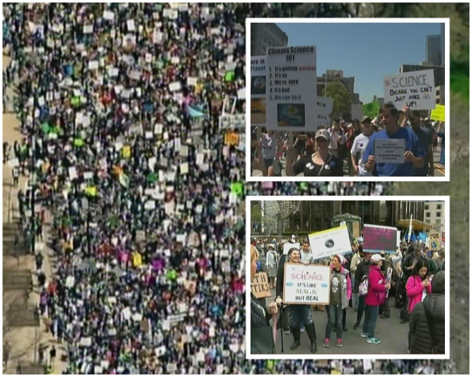 全球逾600個城市周六都有民眾趁地球日上街遊行，捍衛科學自由。