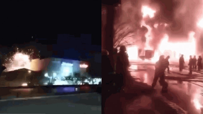 伊朗伊斯法罕军工厂受无人机攻击，网民在Twitter发布爆炸及大火的影片。 网上图片