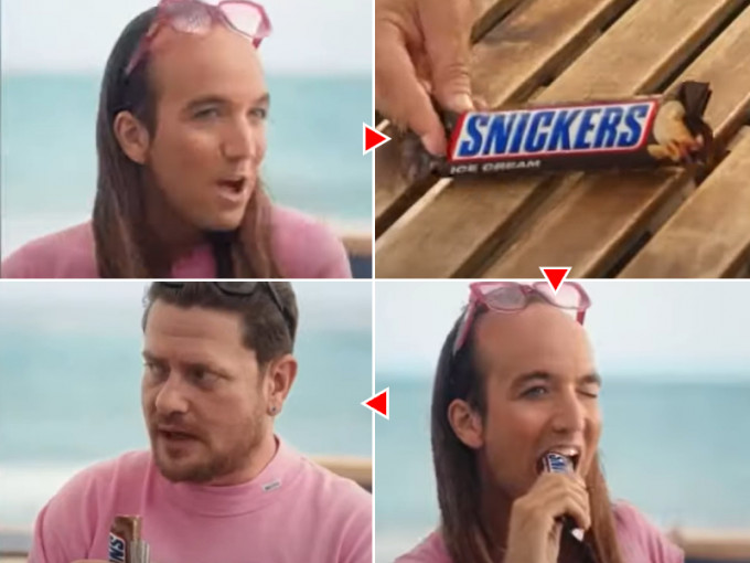 Snickers于西班牙播放的一个广告，被指歧视同性恋。网上片段
