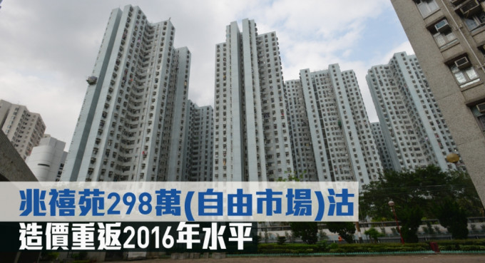 兆禧苑一个单位以298万（自由市场）沽，造价重返2016年水平。