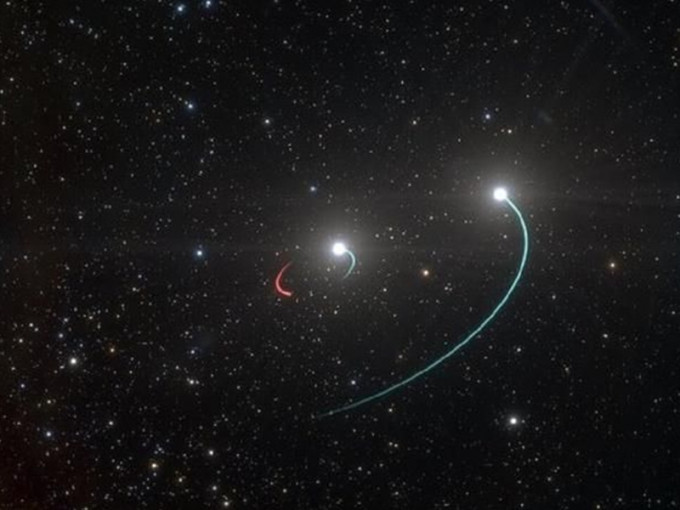 兩顆恆星其實都是繞著一個黑洞在運轉。 歐洲南方天文台圖片