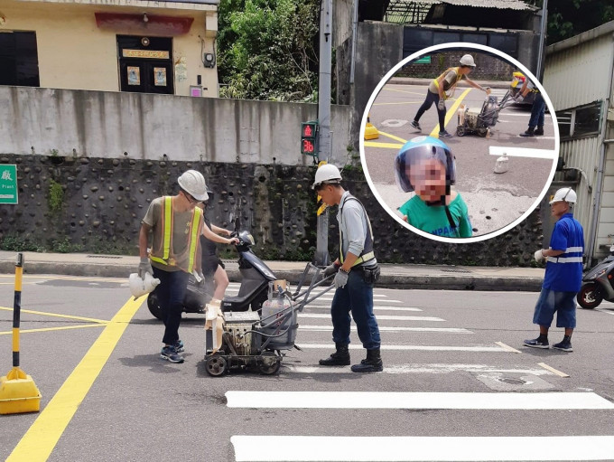 修路工人自嘲，妈妈反而用相反想法教育孩子。图片来源：facebook群组「爆怨公社」