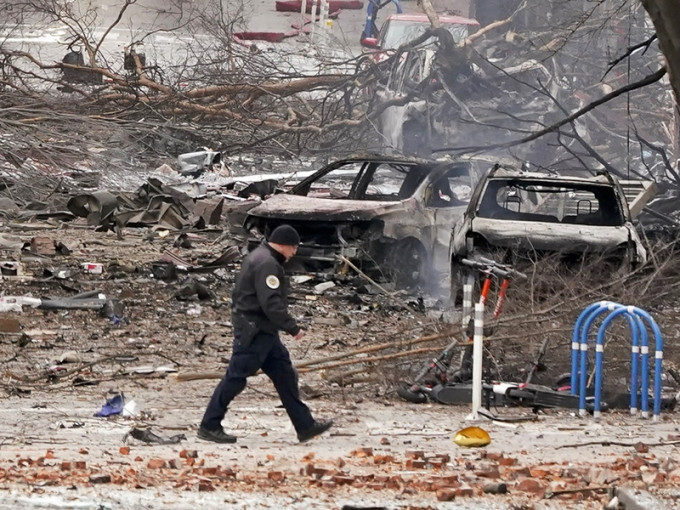 纳什维尔市中心早前发生汽车爆炸案。AP图片
