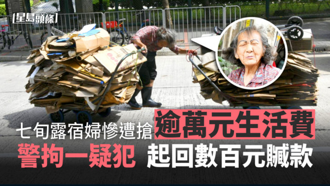 露宿街头的徐婆婆上月被抢逾万元财物，警方拘捕一非华裔男。杨永亨摄