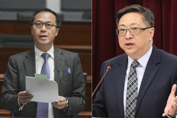 梁继昌(左)动议传召警务处处长卢伟聪(右)到立法会作证，交代警方计划购买水炮车的用途。