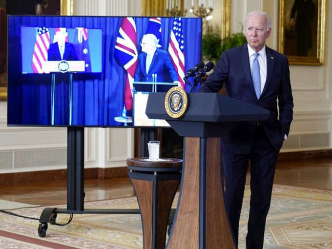 美英澳宣布建立安全夥伴关系。AP