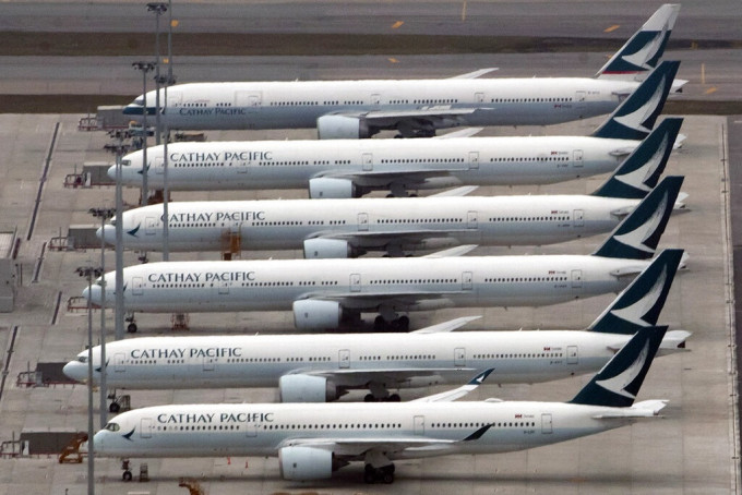 国泰航空在疫情下削减大批航班。AP图片