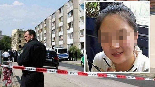 德国遇害的中国留学生李洋洁(小图)。