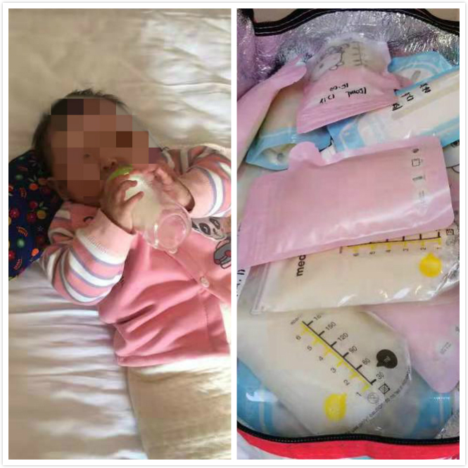 北京8个月大确诊女婴不吃奶粉，区内3小时内筹集180袋母乳。网上图片