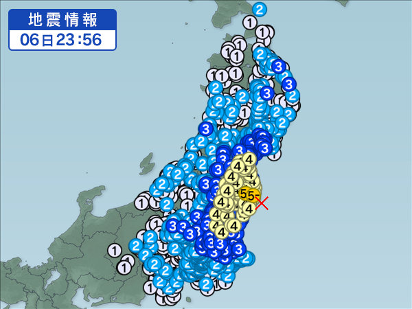 日本东北晚上发生5.9级地震。网上图片