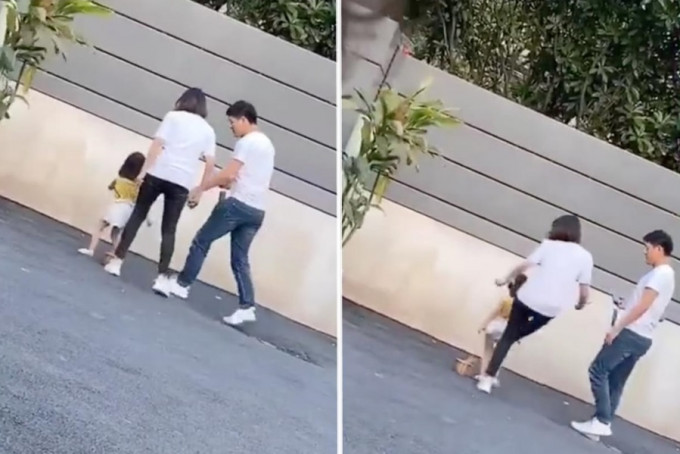 杭州女童模妞妞在拍摄广告时，被母亲猛踢，影片在网上引起众怒。  网上图片