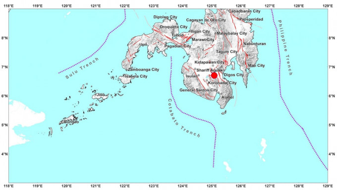 菲律賓南部發生6.3級地震。菲律賓火山暨地震研究所圖片
