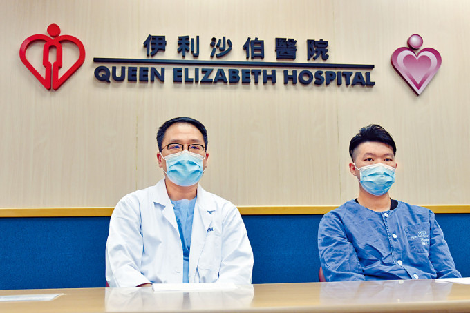 吳榮耀（左）表示，照顧深切治療部確診者需要多用三倍時間。
