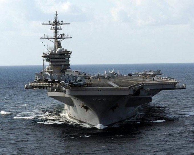 美國航空母艦卡爾文森號重返朝鮮半島水域。網上圖片