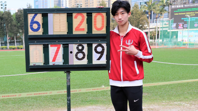 林铭夫跳出7米89，打破学界兼香港U20纪录。陆永鸿摄