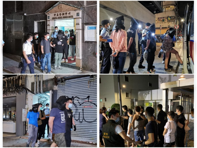 警方在尖沙嘴、旺角、荃湾区采取行动。网图