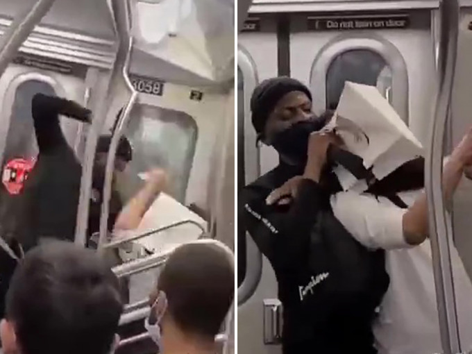 一段亞裔男子在紐約地鐵上遭非裔連續暴打。