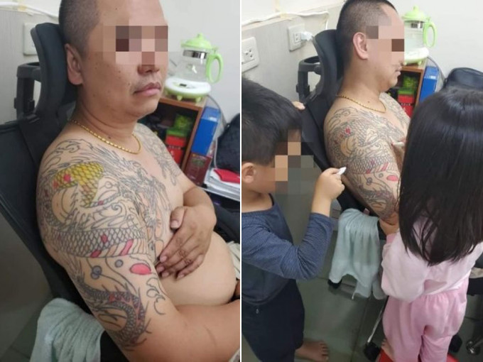 台灣一位爸爸分享紋身慘變子女的「人肉填色畫冊」。