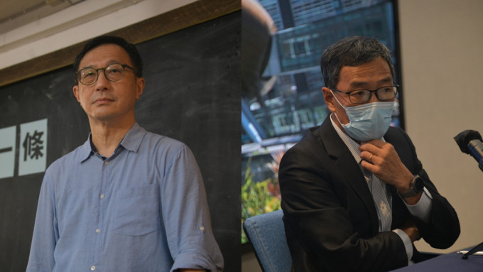 科技园公司行政总裁黄克强(右)和「喵坊Mil Mill」创办人叶文琪出席电台节目回应租约问题。资料图片