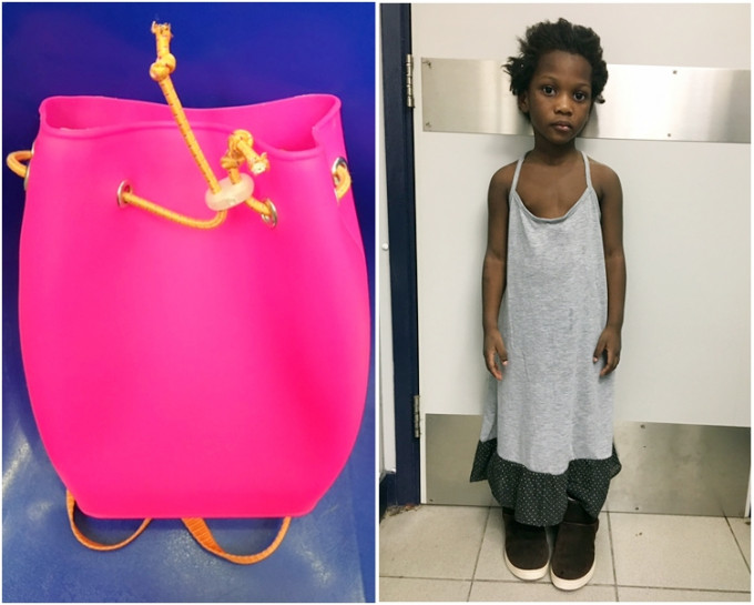 警方发放女童及其粉红色背包相片。警方图片