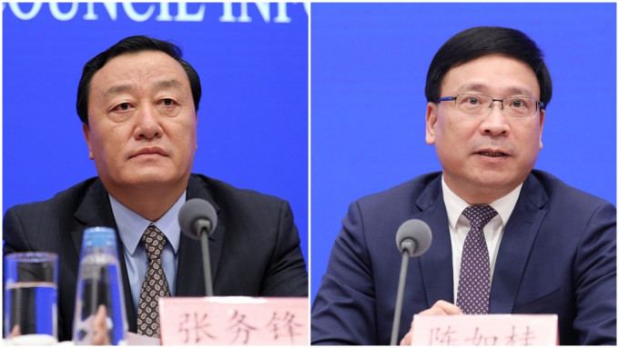 最高檢宣布逮捕張務鋒（左）和陳桂如（右）兩名前部級官員。