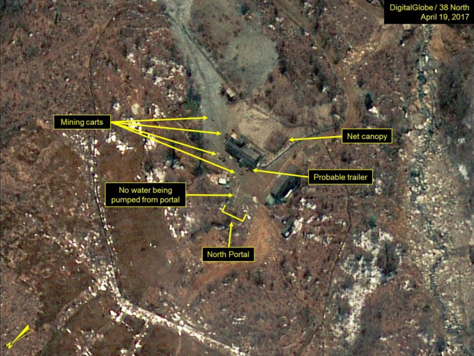 北韩过往六次核试都在丰溪里进行，4月份核试场仍在运作。（网图）