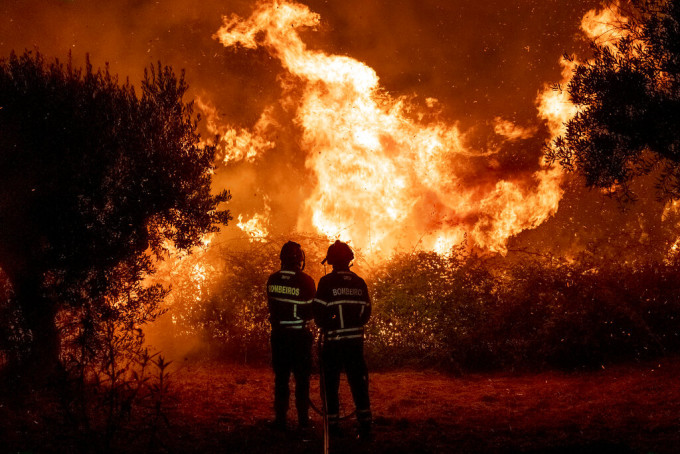 葡萄牙山火，造成至少30人受伤。出动1800名消防员扑救山火，一名55岁男子涉嫌纵火被捕。AP图片