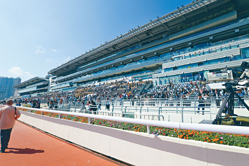 ■沙田馬場賽馬日昨如常舉行，入場人數創下二十年來新低。