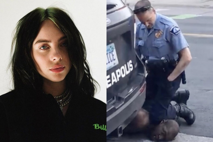 弗洛伊德遭警察跪颈死亡，Billie连日在网上发表意见。