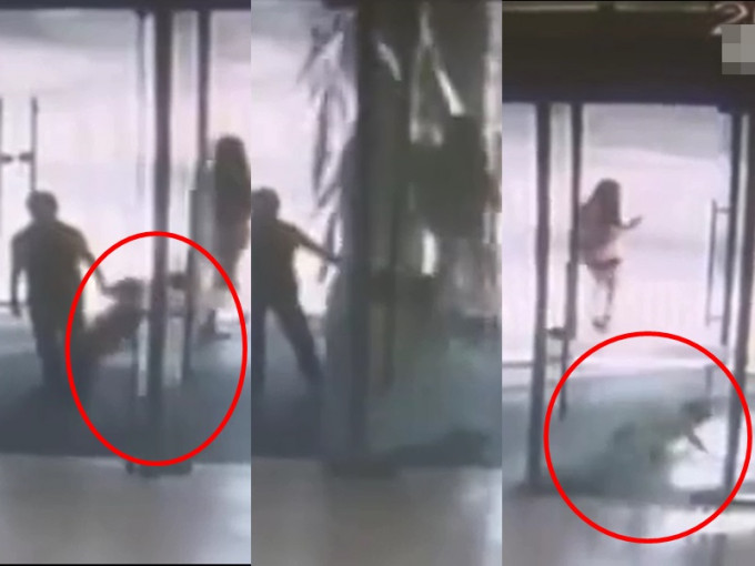 湖南6歲男童用力推門致玻璃爆裂後受傷，家屬向商場索賠遭拒。影片截圖