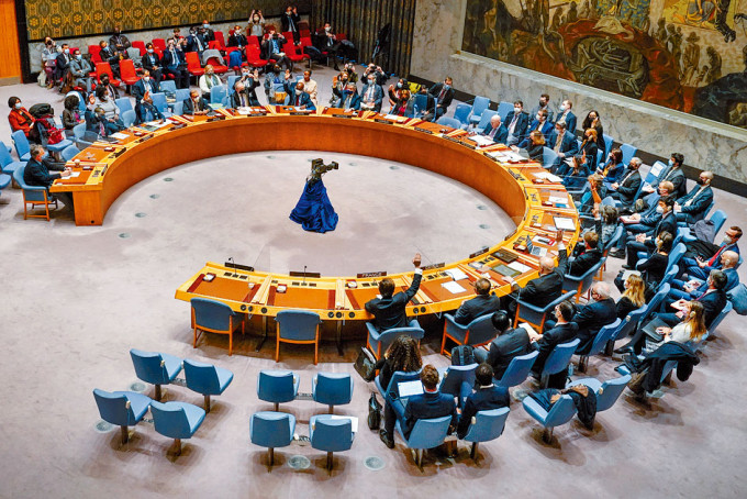 聯合國安理會二月底，表決要求俄軍撤出烏克蘭的議案。