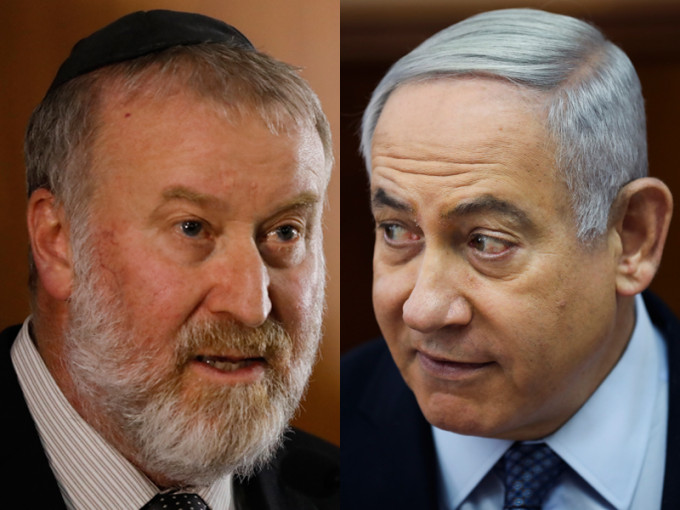 以色列檢察總長卜利特 
（左）正式起訴內塔尼亞胡（右）賄賂及欺詐等罪名。AP