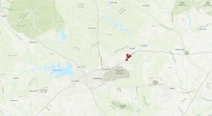 美国南卡罗莱纳州一周内发生10次轻微地震。SCDNR Geological Survey网站图片