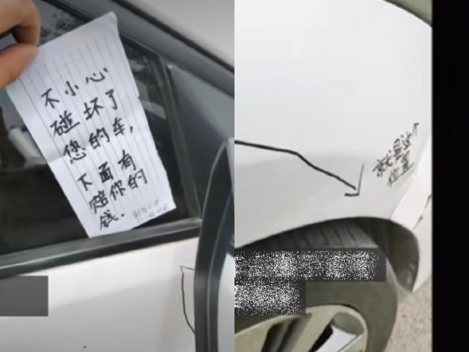 江蘇小學生撞爛私家車留23元賠償金。影片截圖