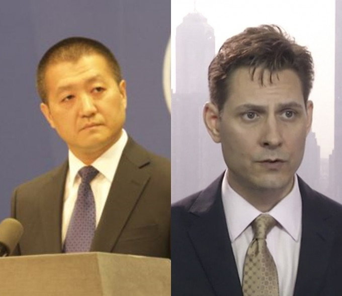 外交部发言人陆慷（左）指康明凯（右）在中国从事非法活动。网图/AP