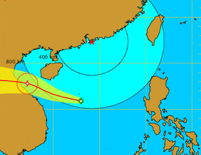 今早5時路徑，料吹向越南一帶。