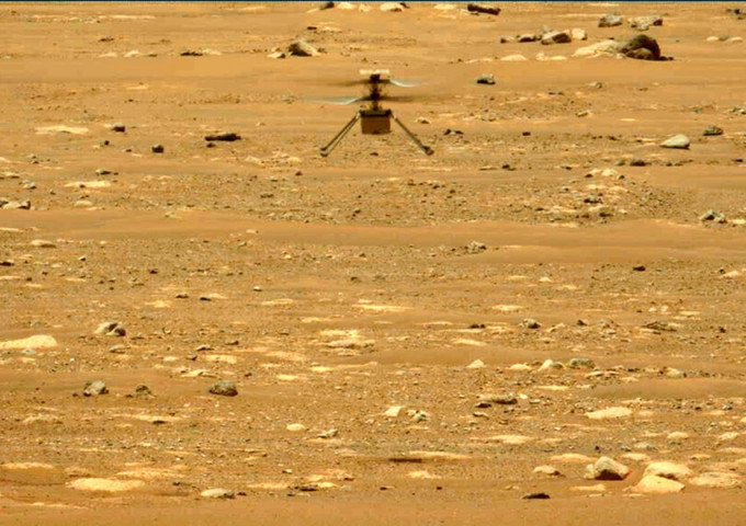 火星直升機「機智號」第三次飛行。AP
