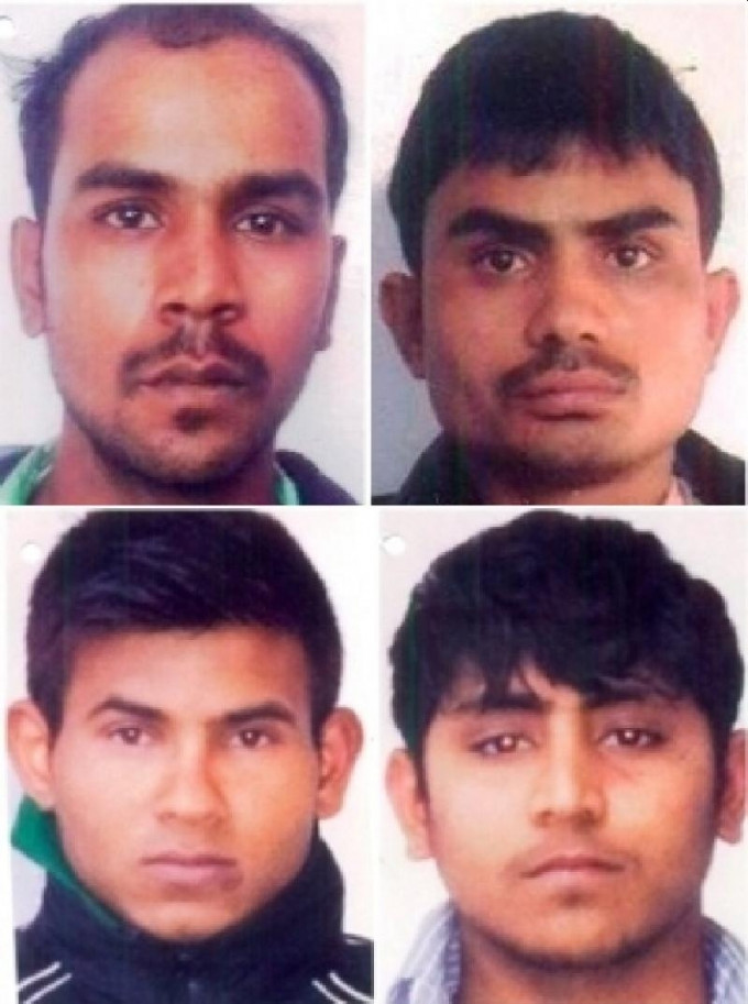 轰动一时发生在2012年12月的印度巴士轮奸案，4被告缠讼7年今天终于伏法被绞死。(网图)