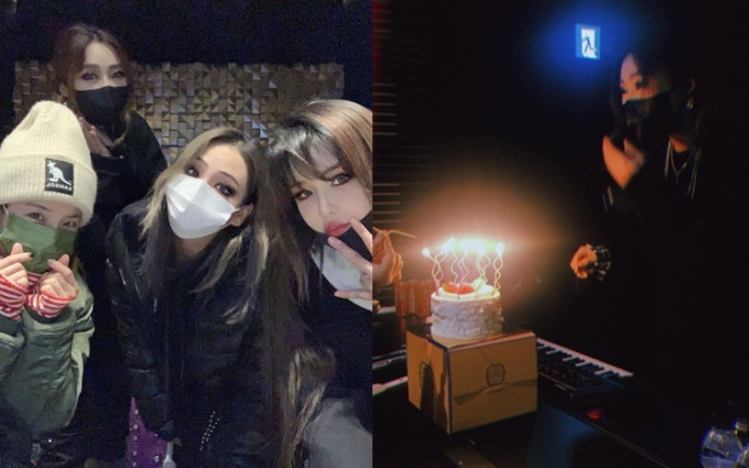 2NE1虽已各自发展但姊妹情不变，齐齐为老么旻智庆祝生日。